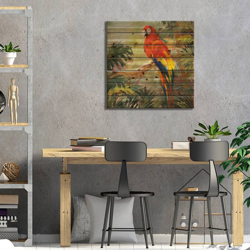 Parrots at Bay I Print On Wood by Jane Slivka - Multi-Color