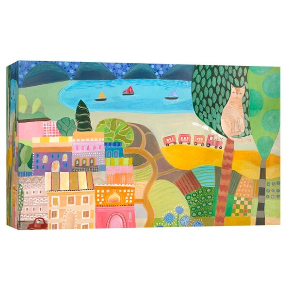 PTM Images 9-102114 PTM Canvas Collection 8" x 10" - "Village With Train" Giclee Abstract Art Print on Canvas