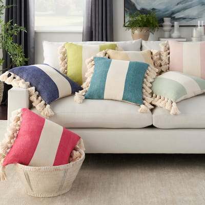 Mina Victory Life Styles Boho Color Block Tassel Throw Pillow , ( 18" x 18" )