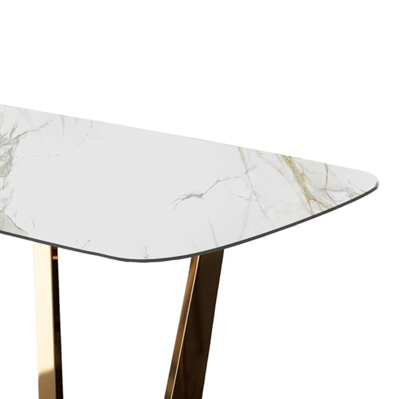 Rectangular Dining Table with Metal Trestle Legs