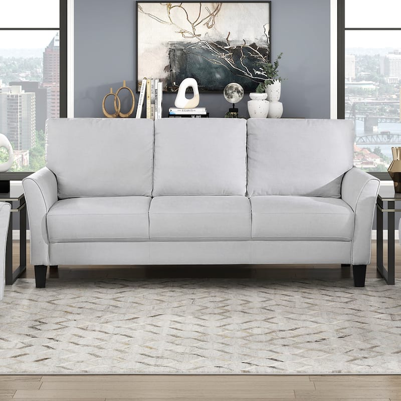 Felix 78.5" Textured Living Room Sofa - Wood Finish Exposed Feet