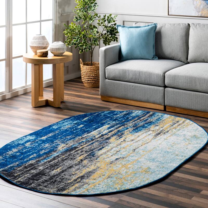 Nuloom Katharina Abstract Motif Area Rug - 6'7" x 9' Oval - Blue - Oval