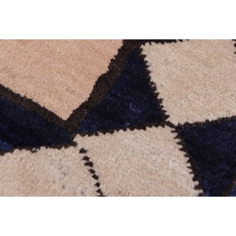 Chromatic Mosaic Gabbeh Hand Knotted Wool Rug