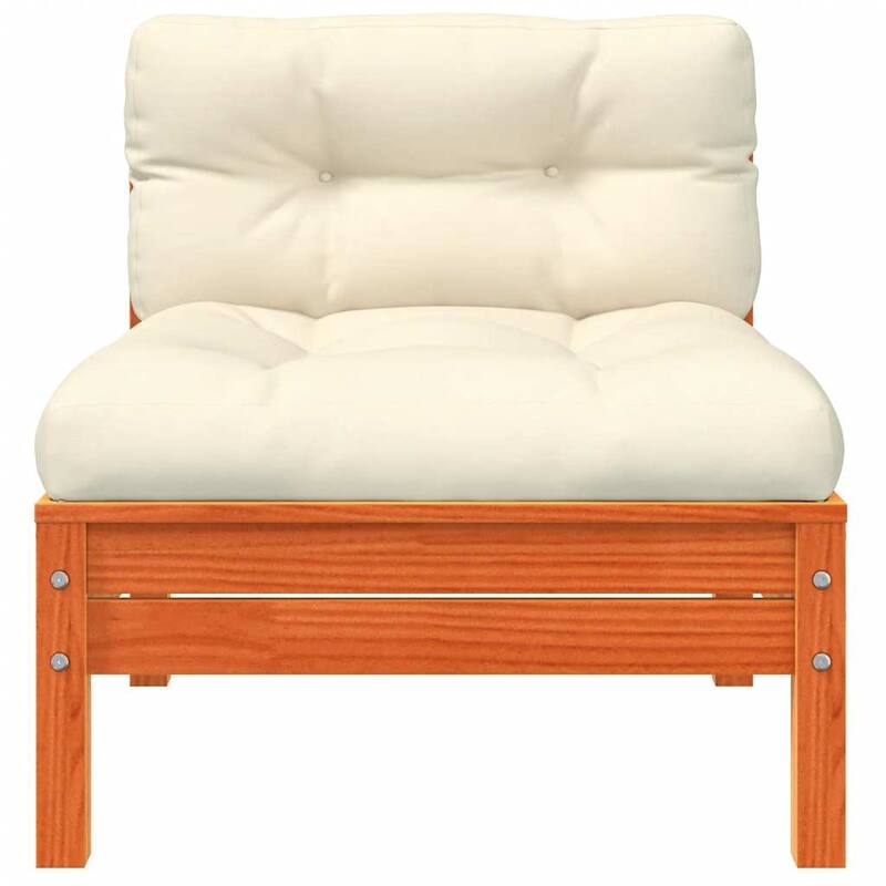 vidaXL Garden Sofa Wax Brown, Cream Solid Pine Wood Large 2-Seater - 74.4" x 24.8" x 24.6" (W x D x H)