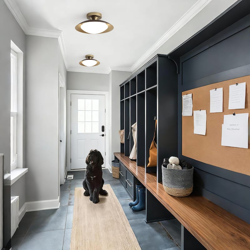 11.8-in W LED Compatible Mid-Century Modern Semi Flush Mount Ceiling Light