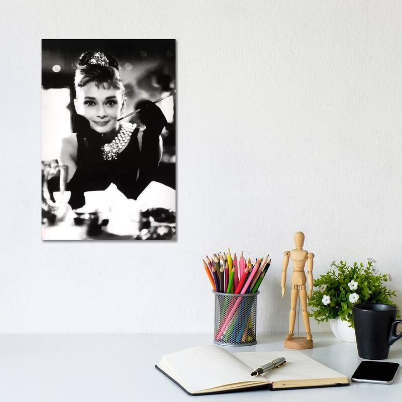 iCanvas "A Smiling Audrey Hepburn" by Radio Days Canvas Print - 12x8x0.75