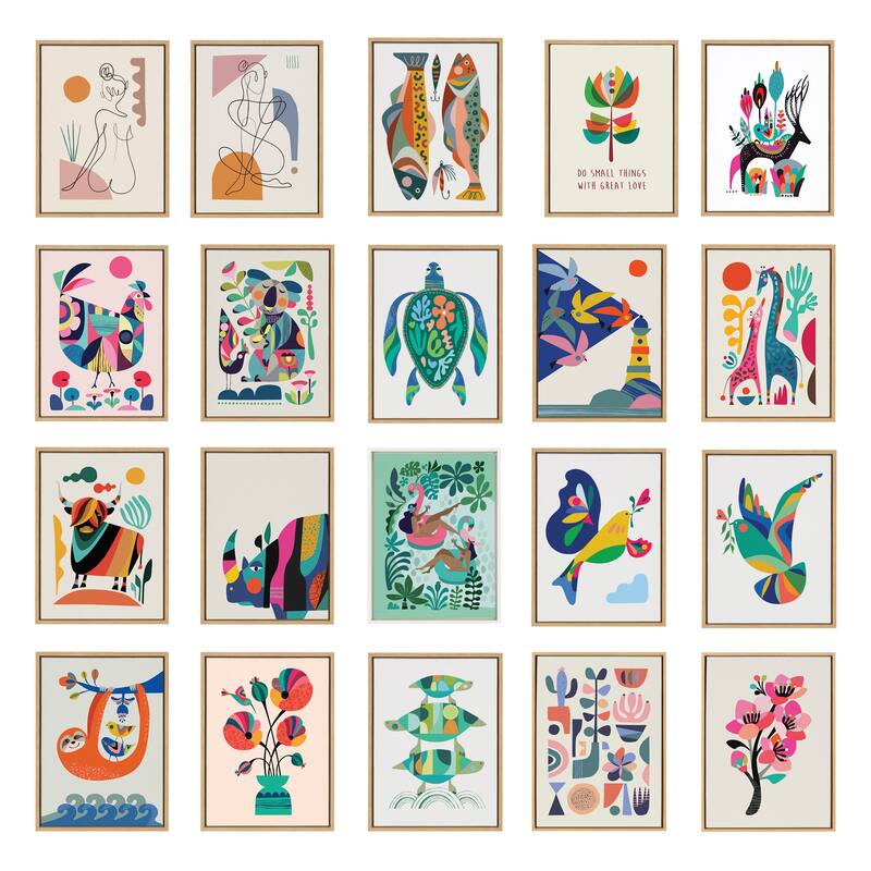 Kate and Laurel Sylvie Animals Canvas Art Set by Rachel Lee