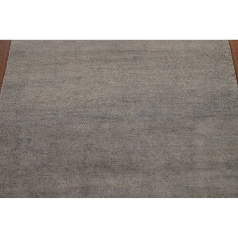 Hand Knotted Oriental 100% Wool Carpet Modern Solid Greys & Charcoal Gabbeh Area Rug - 4' 4'' X 3' 4''