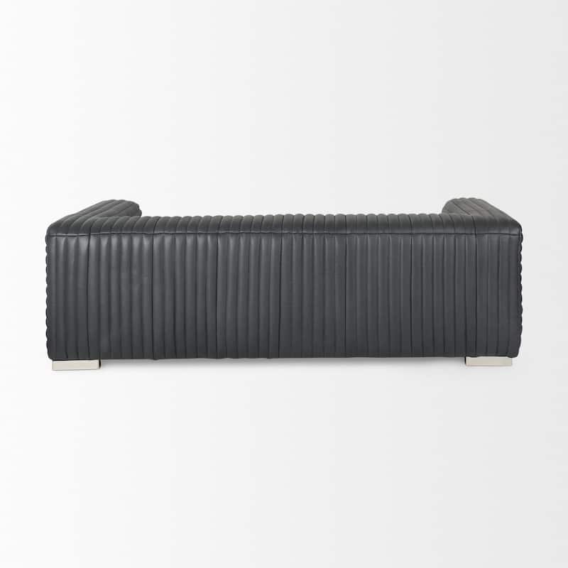 Ricciardo Cognac Genuine Leather Wrapped Sofa - 86.6L x 38.6W x 26.4H