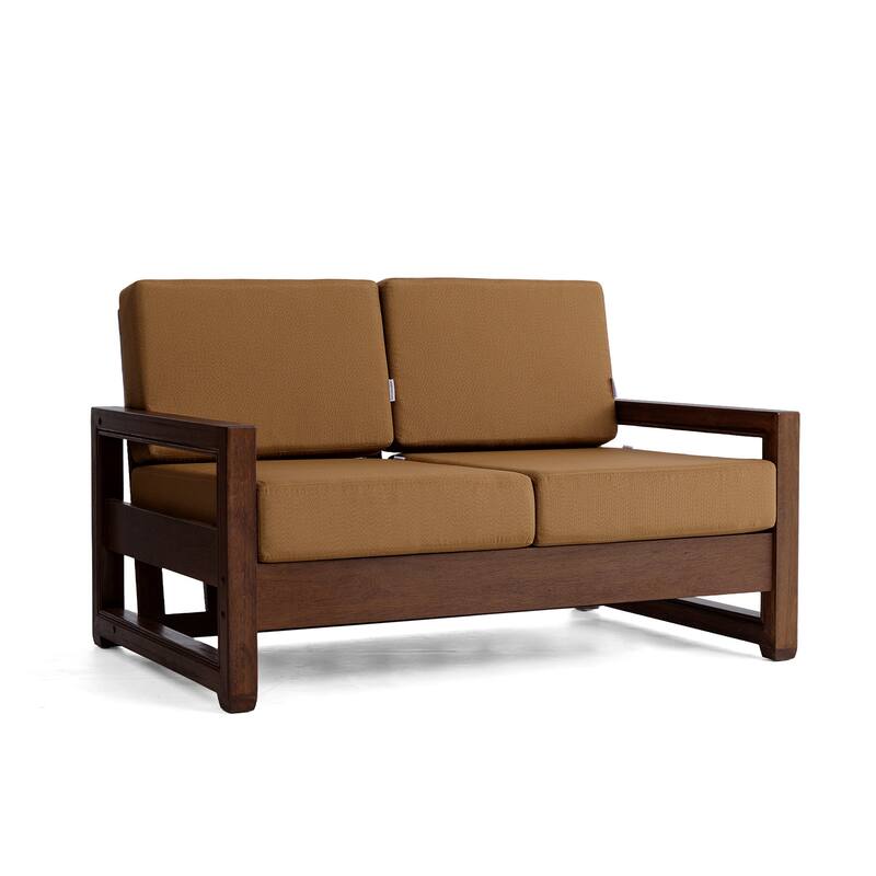 Outdoor Patio Loveseat Table Set Teak Wood with Cushion