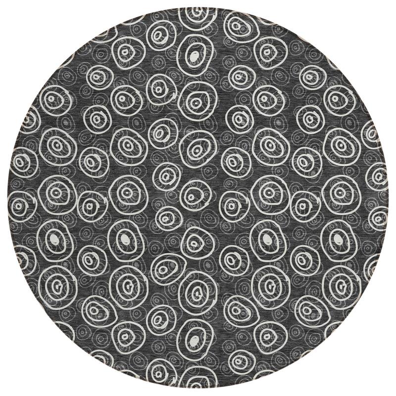 Machine Washable Indoor/ Outdoor Chantille Modern Bubbles Rug
