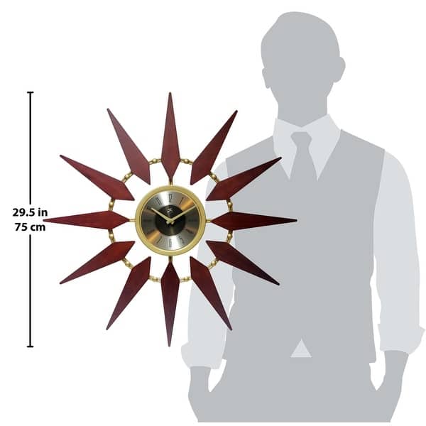 Orion Mid-Century Modern Large Sunburst Wall Clock 30 inch by Infinity Instruments - 30 x 1.5 x 30