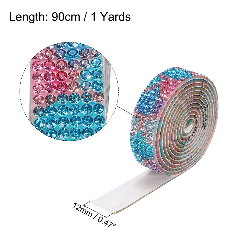 3 Roll 1 Yard 12mm Self Adhesive Crystal Ribbon - Colorful