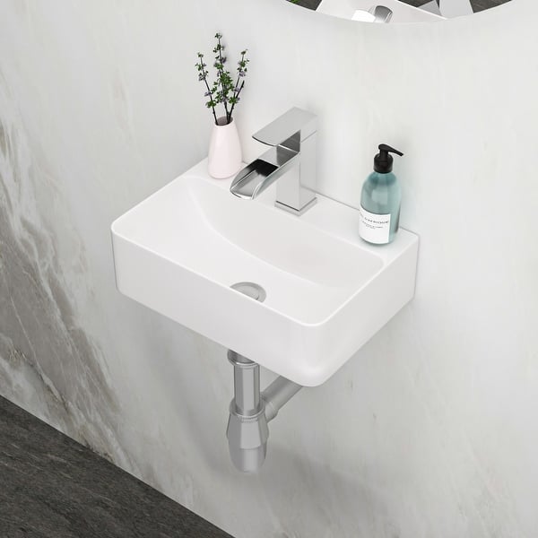 White Bathroom Vessel Sink With Faucet, ZDHHT 16x12 White Ceramic