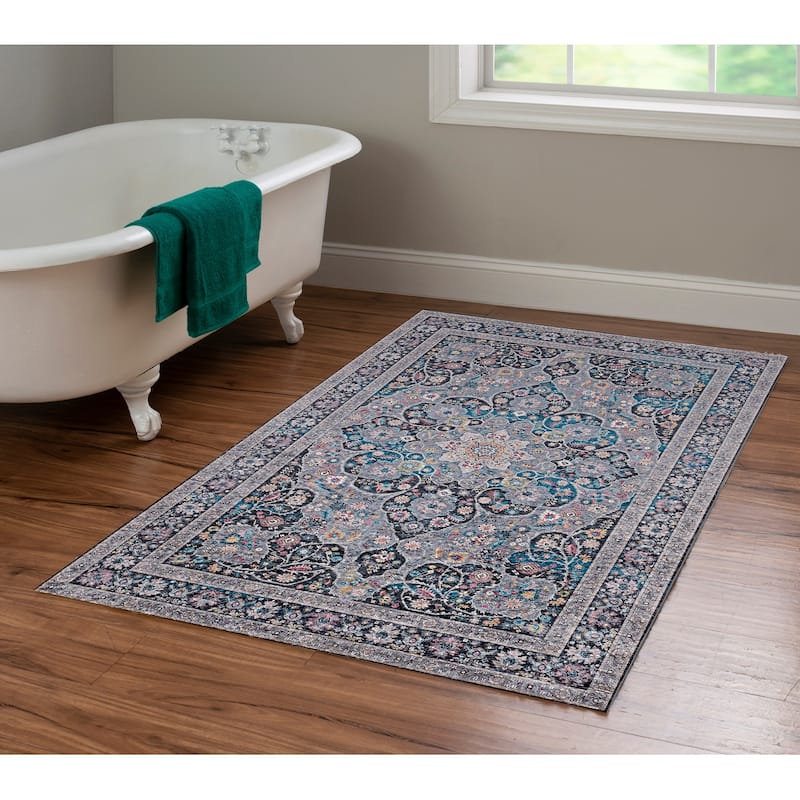 Halogen Veroni Grey/Teal Area Rug - 3'3" X 5'