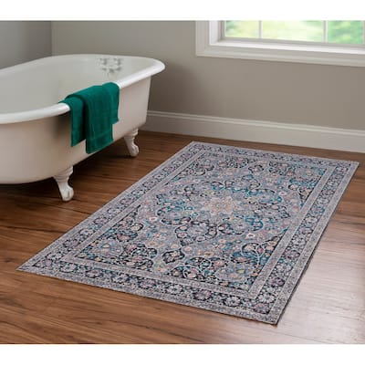 Halogen Veroni Grey/Teal Area Rug - 3'3" X 5'