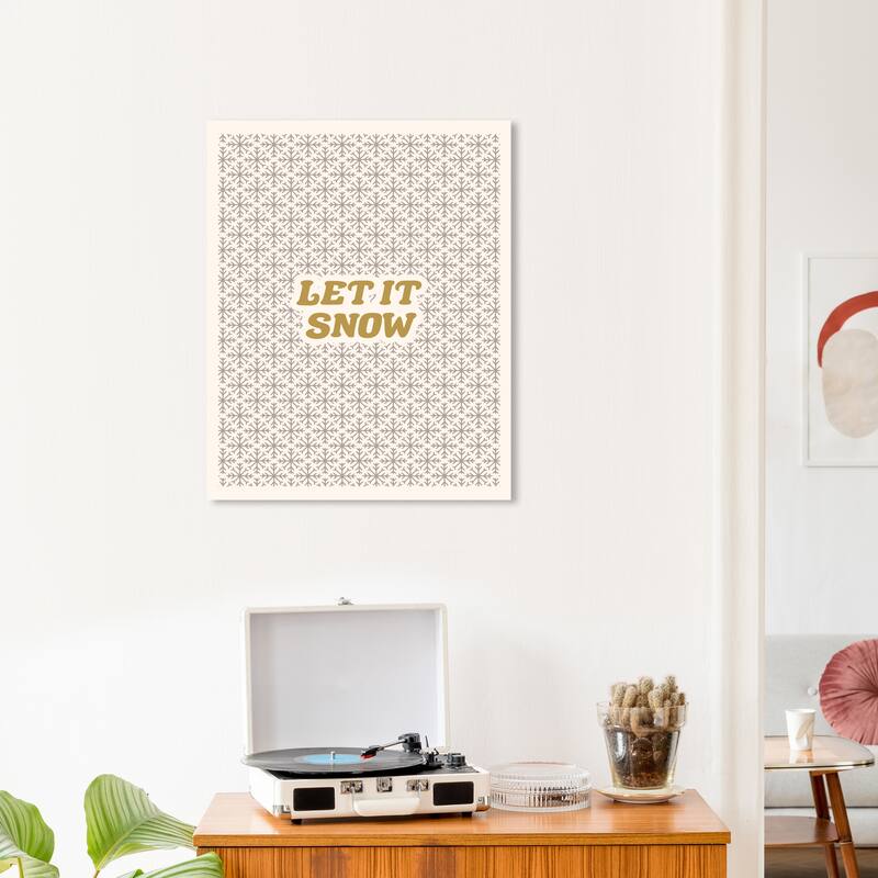 Wynwood Studio Canvas Holiday and Seasonal Let it Snowflakes Gold Wall Art Canvas Print - 20 x 24