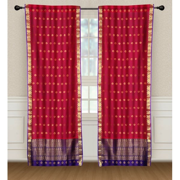 2 Bohemian Indian Sari Curtains Rod Pocket Living Room Decor Window ...