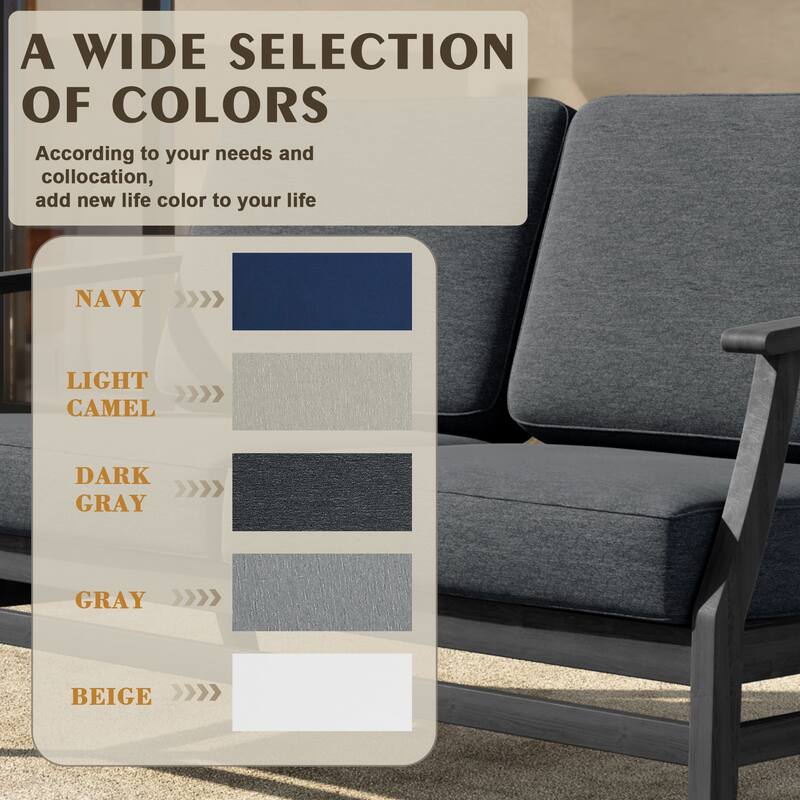 Outdoor Teak Wood Loveseat Sofa with Water-Resistant Cushions