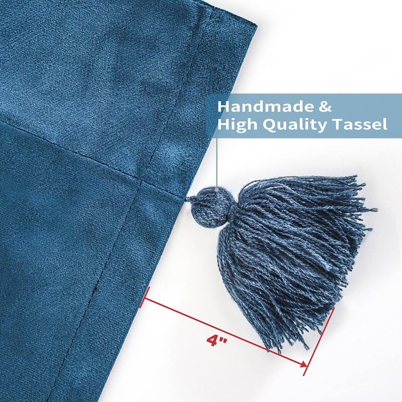 DriftAway Boho Velvet Handmade Tassel Curtain Room Darkening Thermal Insulated Window Curtains