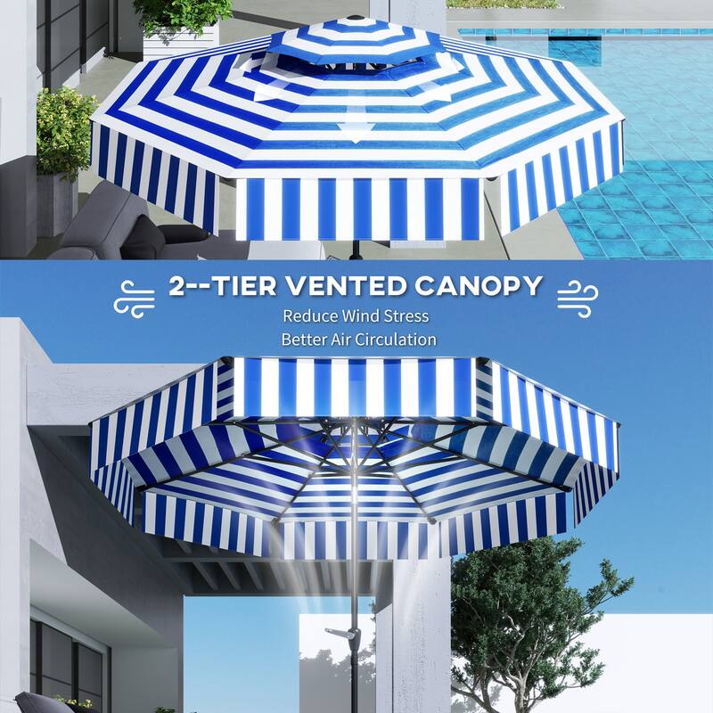 8.6 ft Outdoor Patio Umbrella for Garden Deck or Patio with Easy Hand Crank and Stable Design - 103.5"Dia x 98.8"H