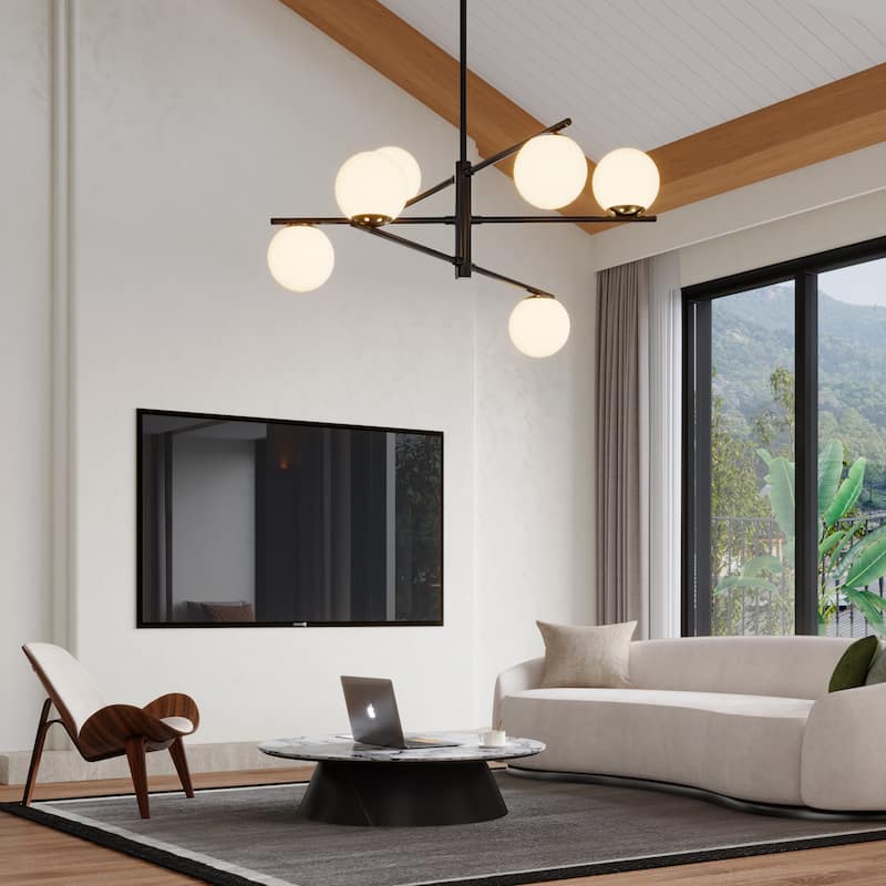 Modern 6-Light Dimmable Sputnik Bubble Chandelier for Dining Room