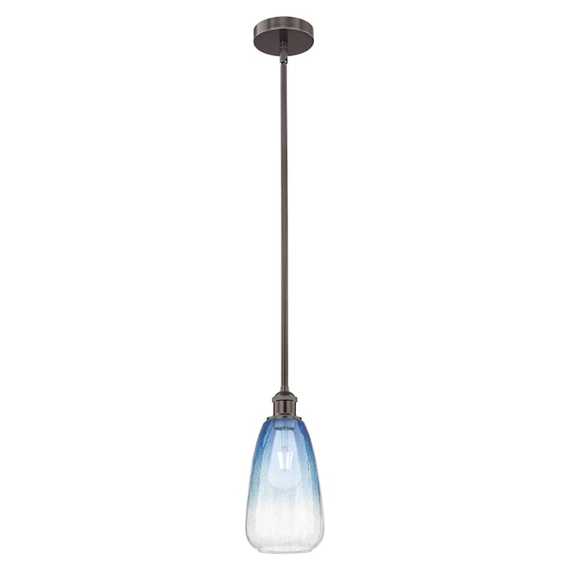 Innovations Lighting Endless Possibilities Edison - Brookhaven Almond - 1 Light 6" Stem Hung Mini Pendant - Oil Rubbed Bronze/Sapphire Blue