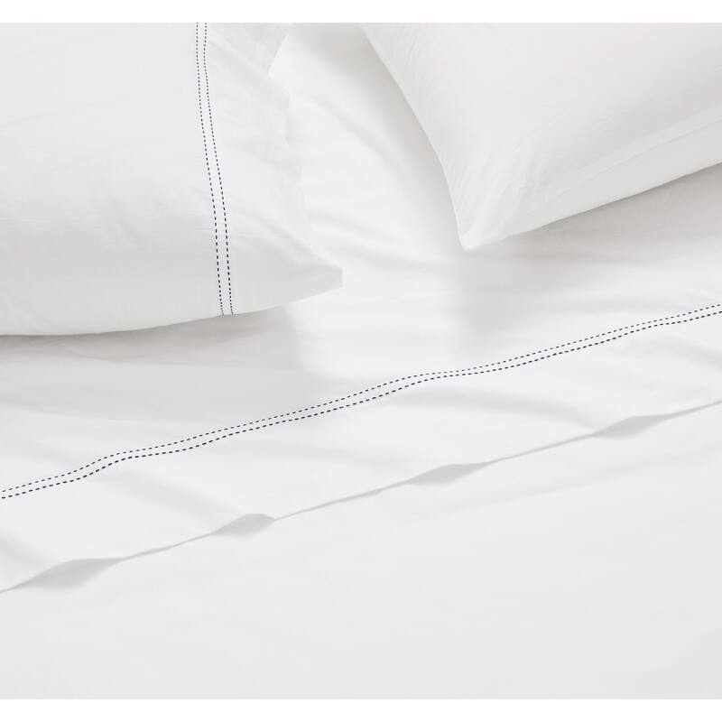 SCOUT Pick Stitch Cotton Percale Sheet Set