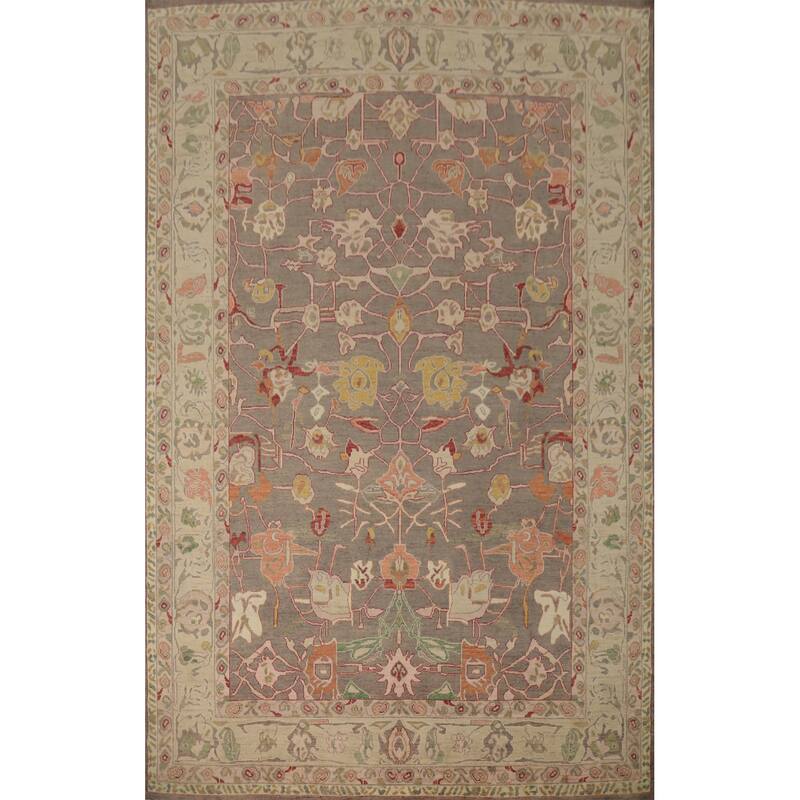 Hand Knotted Oriental 100% Wool Carpet Transitional All-Over Greys & Charcoal Oushak Area Rug - 13' 11'' X 10' 6''