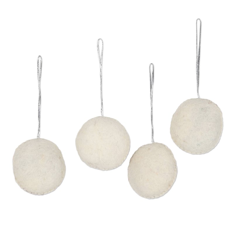 Novica Handmade Smiling Snowmen Wool Felt Ornaments (Set Of 4)