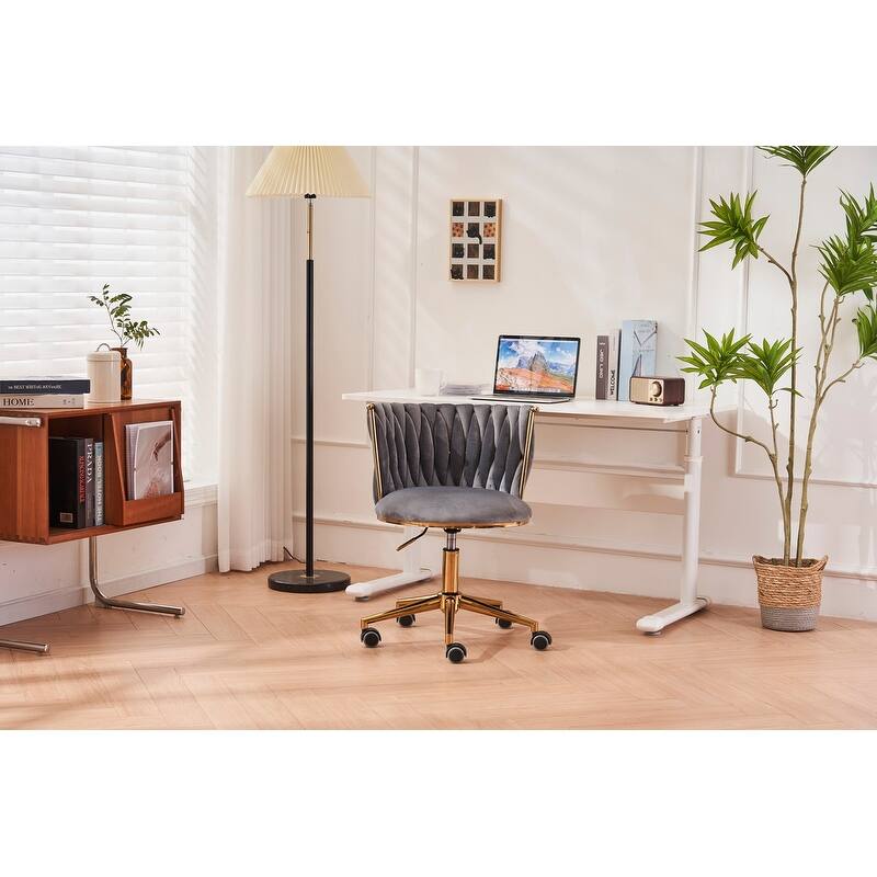 Modern/Luxury Upholstered Adjustable Swivel Office Chair with Wheels