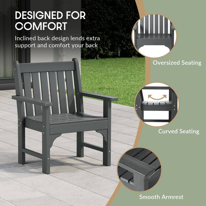 Polytrends Laguna Outdoor Patio 3-Piece Garden Arm Chair Conversation Set With Side Table