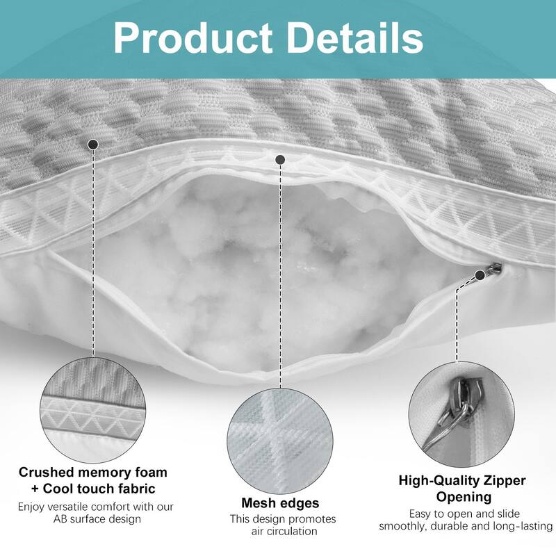 Cooling Breathable Soft Tofu Down Alternative Pillows,Gray(set of 1 or 2) - Gray