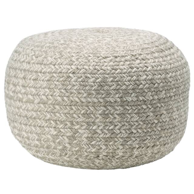 Santa Rosa Woven Jute-look Indoor/ Outdoor Solid Pouf - 18"X18"X12" - Heather Gray