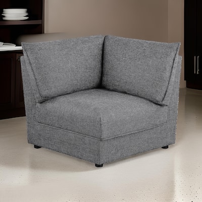 Ash 37 Inch Corner Accent Sofa Armchair with Cushions, Modular, Gray Black
