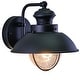 preview thumbnail 4 of 7, VAXCEL Harwich 8 in. H 1-Light Black Coastal Outdoor Wall Sconce, Durable Steel, Clear Seeded Glass Shade, LED Compatible