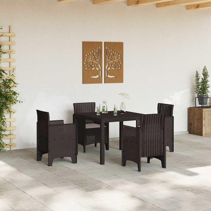 vidaXL Garden Dining Set 3/5 pcs Anthracite/Brown Polt rattan - 100 x 100 x 73 cm