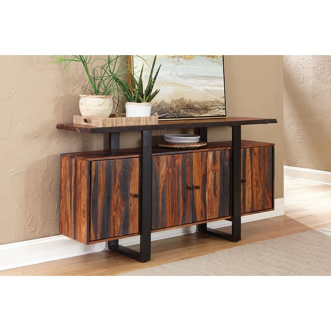 Ditman 4-Door Solid Wood Sideboard Buffet Grey Sheesham