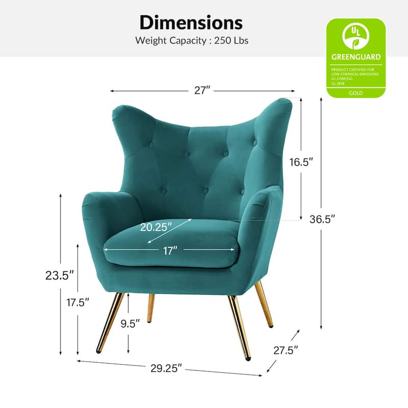 Eusebio Modern Velvet Accent Chair with Tufted Wingback for Living Room Set of 2 by HULALA HOME