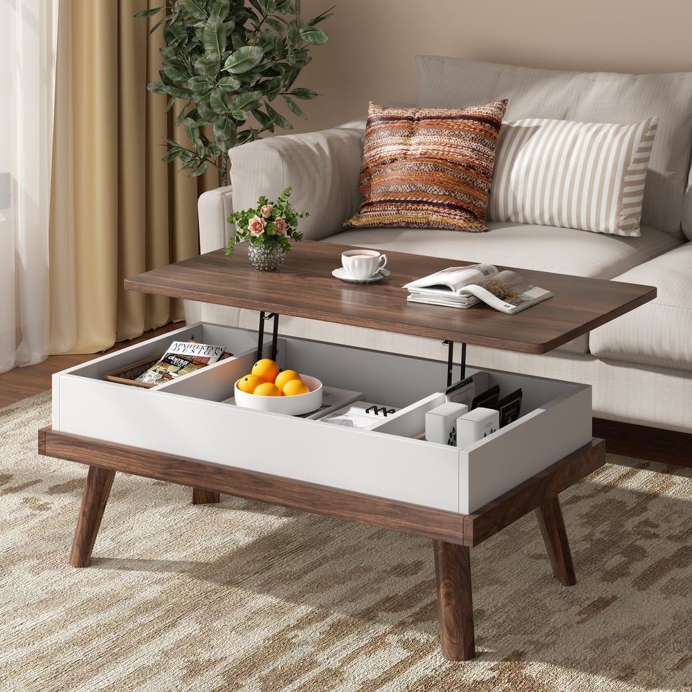 Wood Lift-Top Coffee Table with Hidden Storage