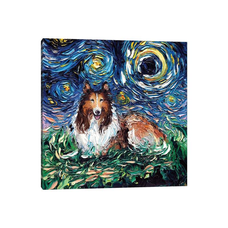 iCanvas "Collie Night" by Aja Trier Canvas Print