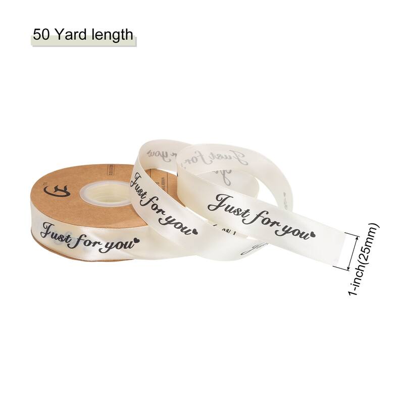 1" 50 Yard Wide Satin Ribbon Grosgrain Ribbon, Just for You - 1" x 50 Yard - Cream White