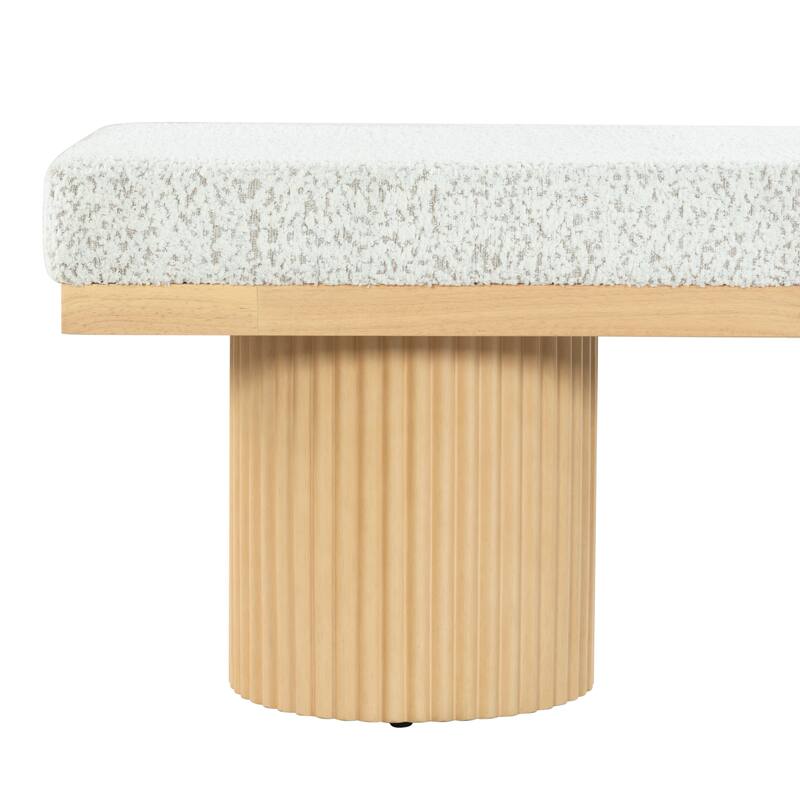 SAFAVIEH Couture Oneida Boucle And Reeded Leg Bench - 56"W x 18"D x 18"H