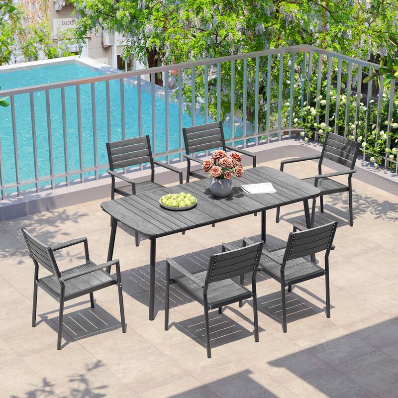 Pellebant Patio Dining Table Rectangular Aluminum Outdoor Table