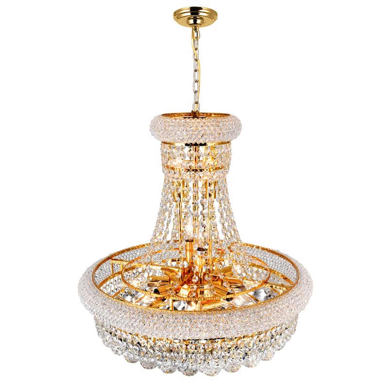 Empire 14 Light 20in Gold Down Chandelier with Crystals