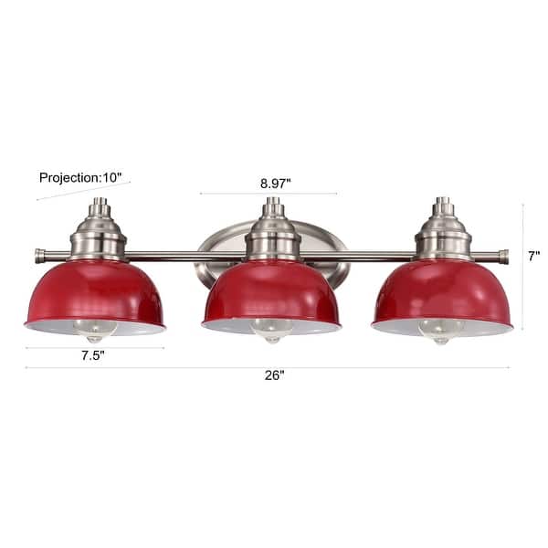 Farmhouse 3-Light Dimmable Bathroom Vanity Light,Red - 7*26*10