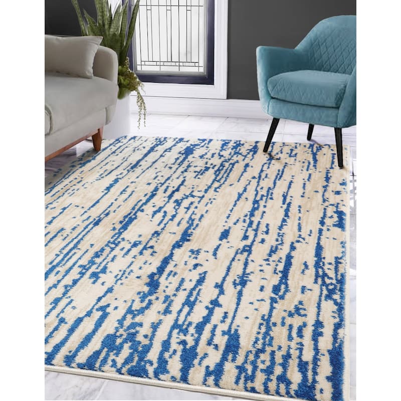 Gray Polypropylene Lisette Modern Oriental Area Rug