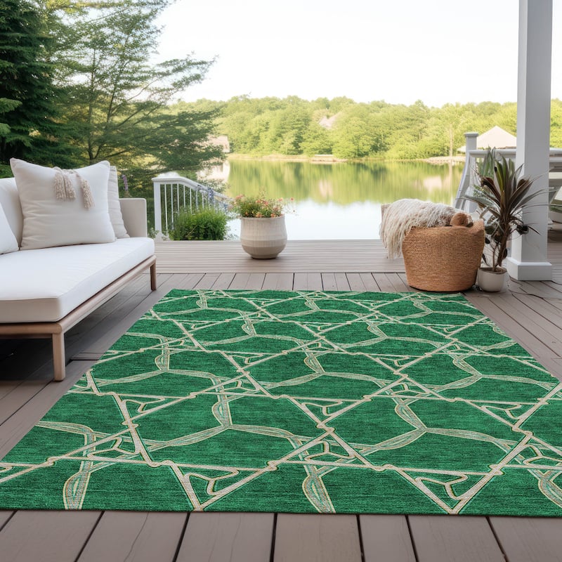 Machine Washable Indoor/ Outdoor Transitional Links Chantille Rug
