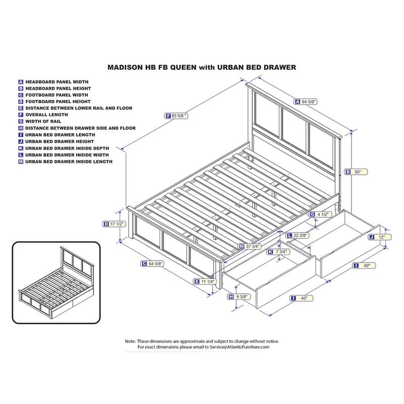 Platform Bed with Footboard & 2 Drawers - Solid Wood Storage Bed Frame