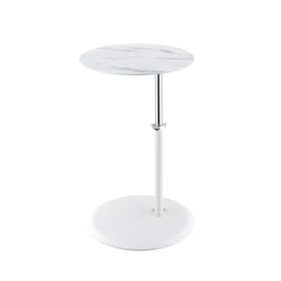 Round End Table with Marble Textured Top